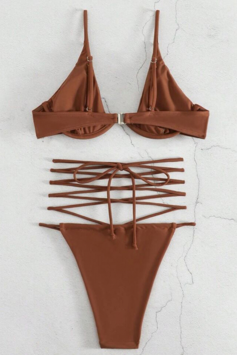 Costum de baie din 2 piese, cu snur reglabil [5]