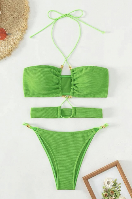 Costum de baie din 2 piese, cu snur si decupaje [4]