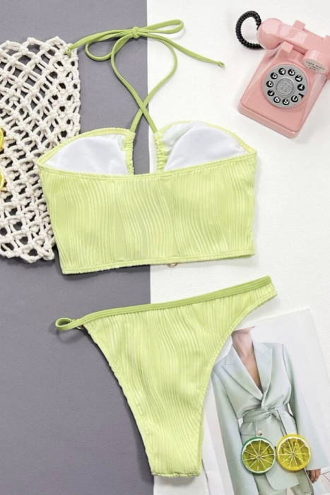 Costum de baie din 2 piese, cu snur si decupaje [2]