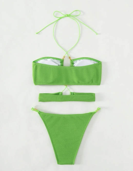 Costum de baie din 2 piese, cu snur si decupaje [3]