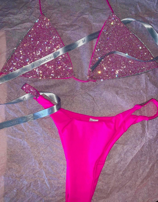 Costum de baie din 2 piese, cu strasuri [2]