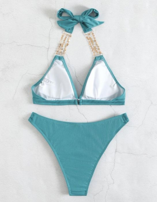 Costum de baie din 2 piese, cu accesorii metalice [3]