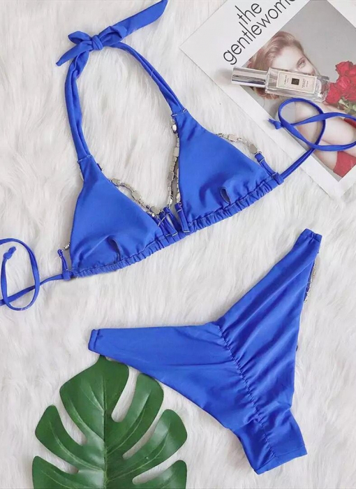 Costum de baie din 2 piese, cu accesorii metalice [5]