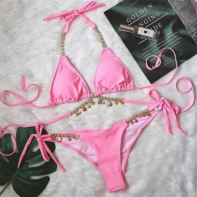 Costum de baie din 2 piese, cu accesorii metalice [3]