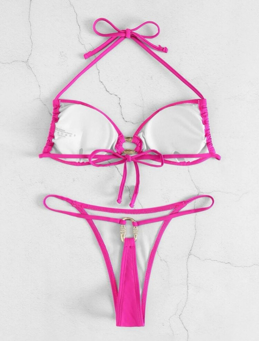Costum de baie din 2 piese, fucsia [2]