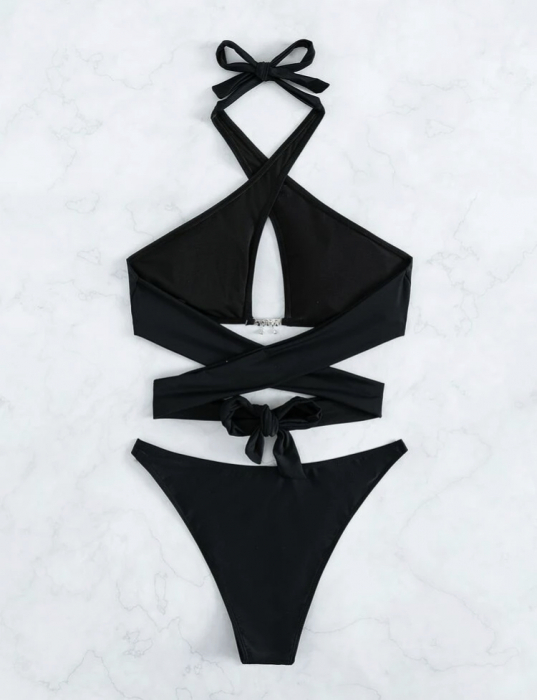 Costum de baie din 2 piese, negru [3]