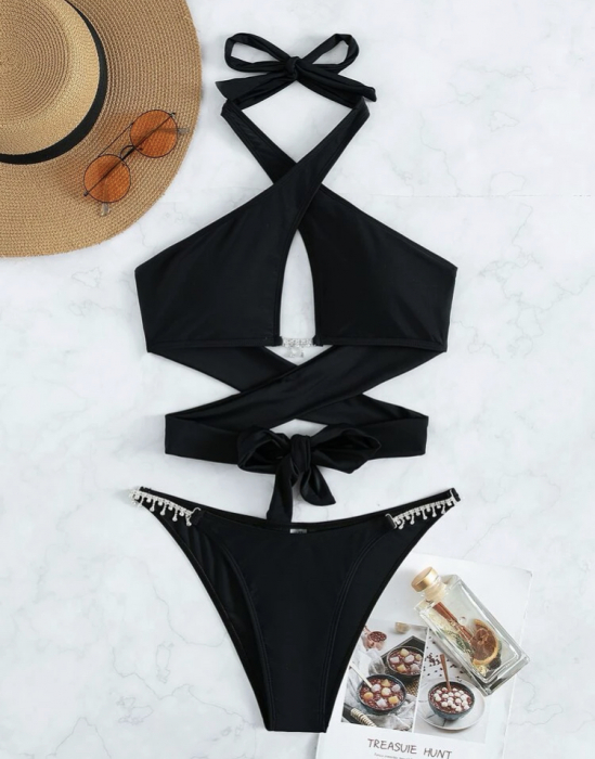 Costum de baie din 2 piese, negru [4]