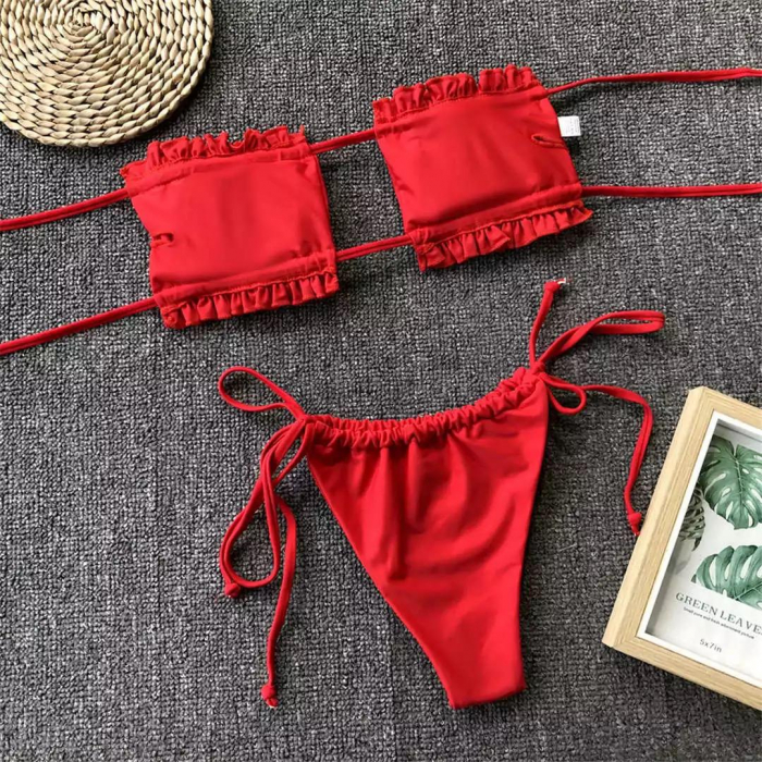 Costum de baie din 2 piese, rosu [3]