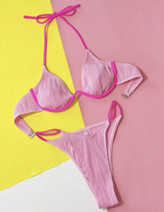 Costum de baie din 2 piese, roz [3]