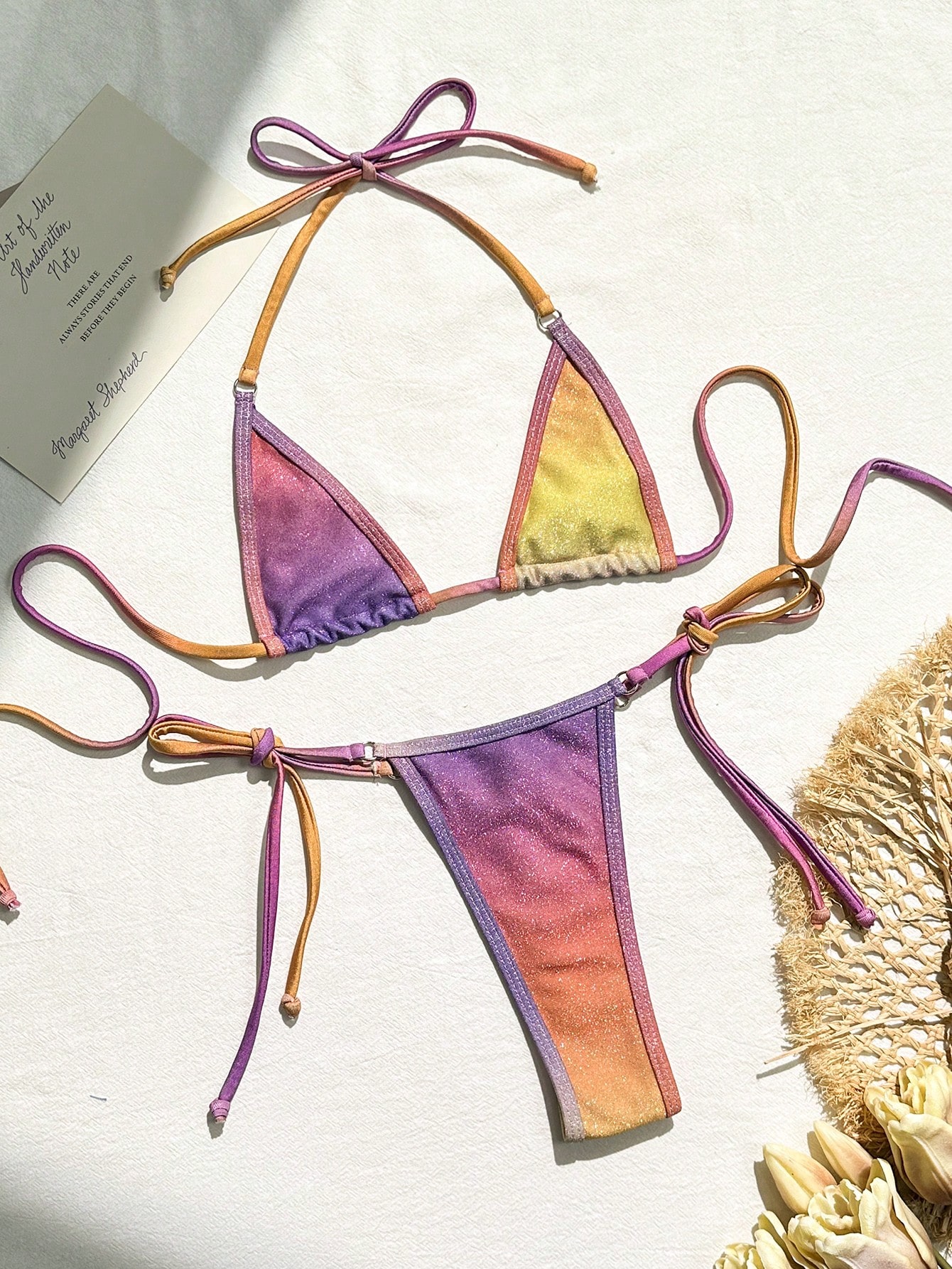 Costum de baie din 2 piese, tanga, multicolor [4]