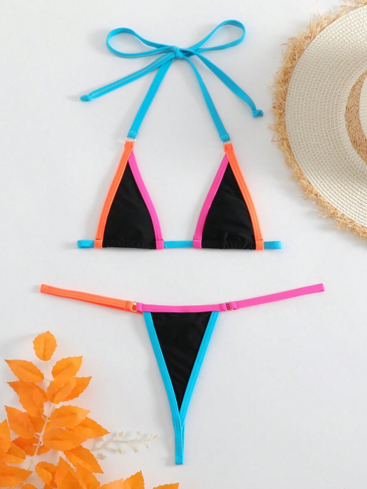 Costum de baie din 2 piese, tanga, multicolor [3]