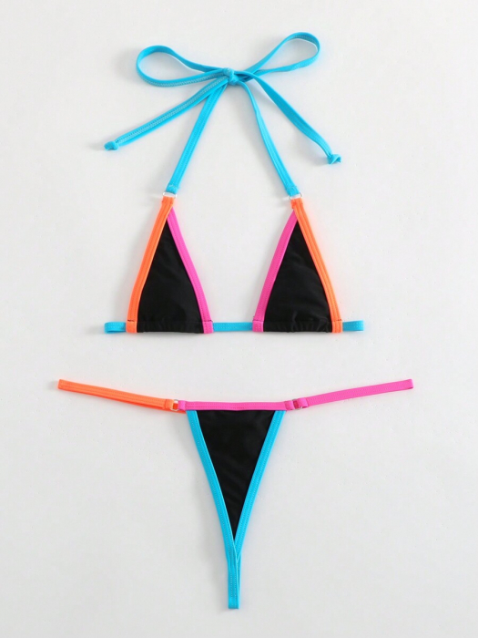Costum de baie din 2 piese, tanga, multicolor [5]