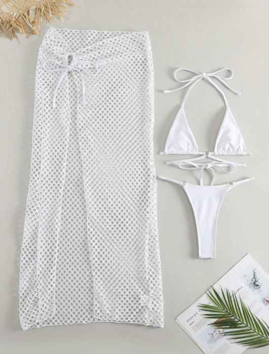 Costum de baie din 3 piese, alb [3]