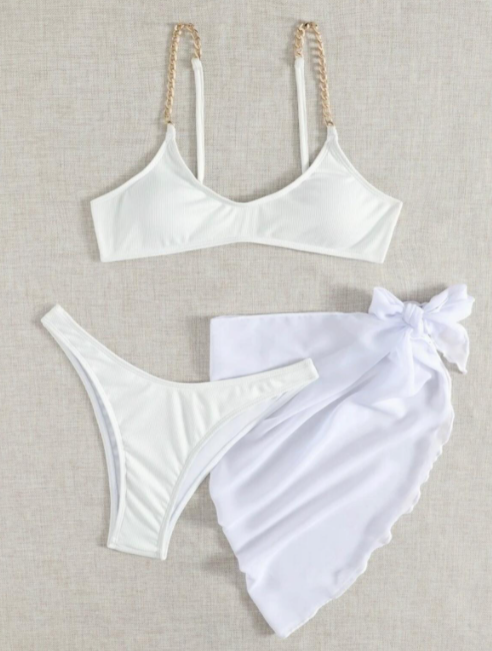 Costum de baie din 3 piese, alb [2]