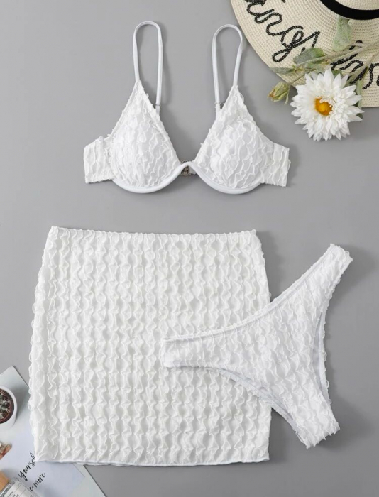Costum de baie din 3 piese, alb [3]