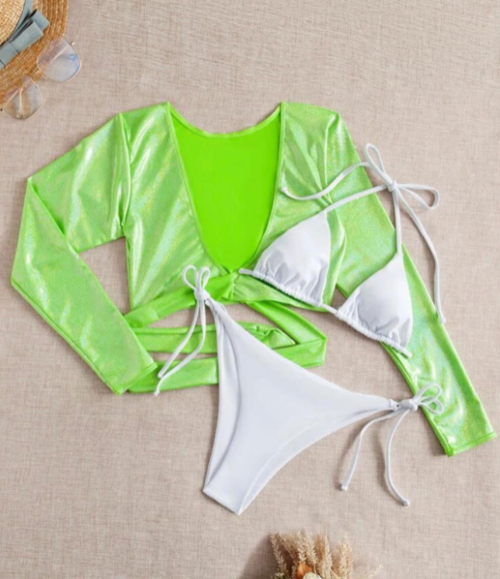 Costum de baie din 3 piese, alb [2]
