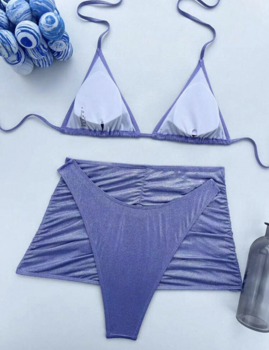 Costum de baie din 3 piese, cu aspect stralucitor [4]
