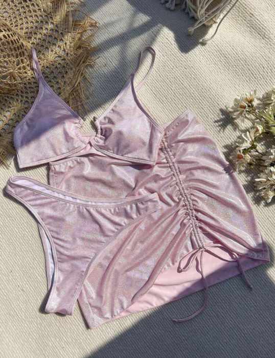 Costum de baie din 3 piese, cu aspect stralucitor [3]