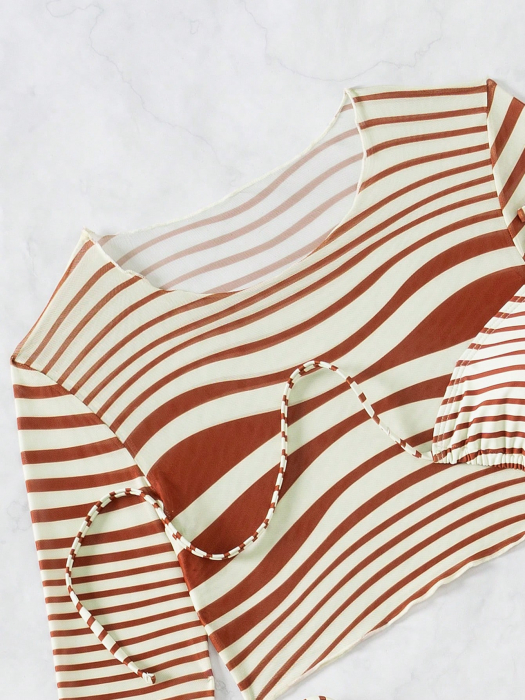 Costum de baie din 3 piese, cu dungi [7]