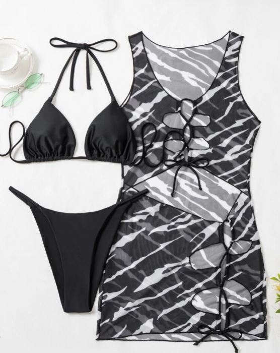 Costum de baie din 3 piese, cu imprimeu [3]