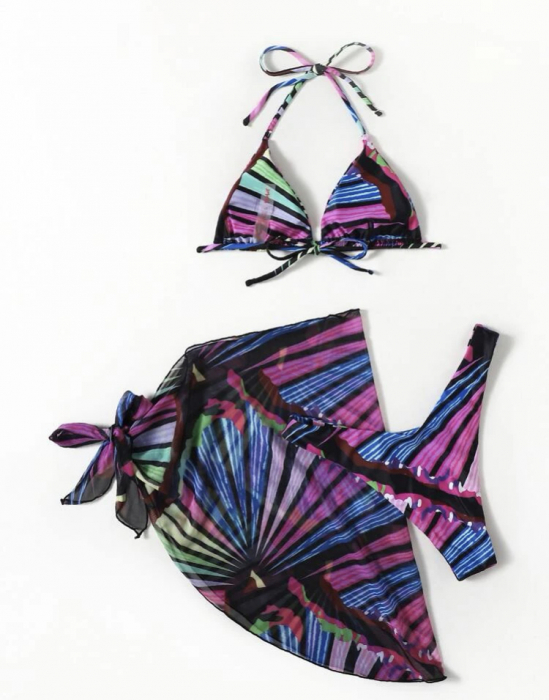 Costum de baie din 3 piese, cu imprimeu [2]