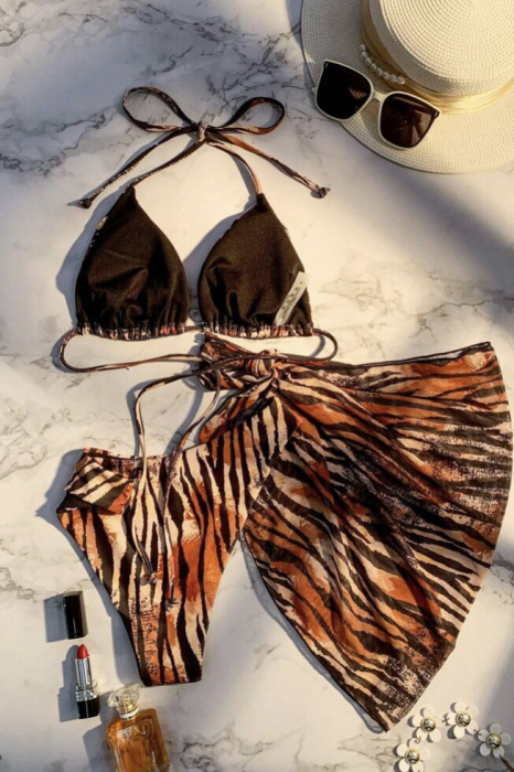 Costum de baie din 3 piese, cu imprimeu [2]