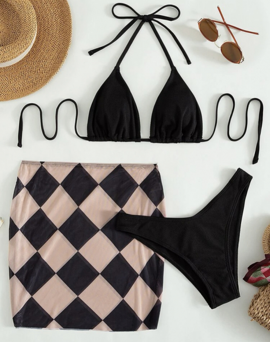 Costum de baie din 3 piese, cu imprimeu [2]