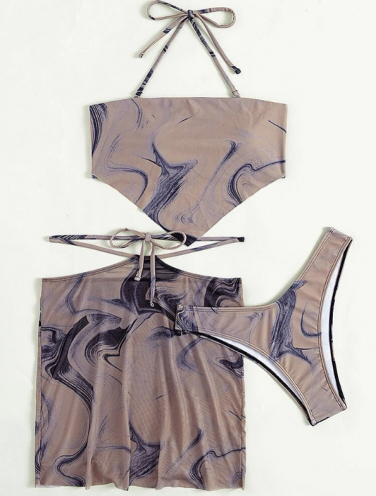 Costum de baie din 3 piese, cu imprimeu [2]