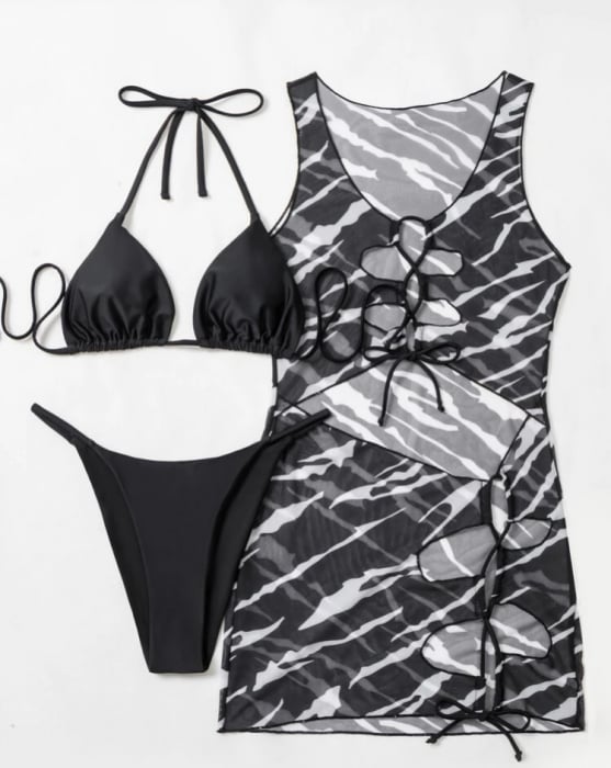 Costum de baie din 3 piese, cu imprimeu [4]
