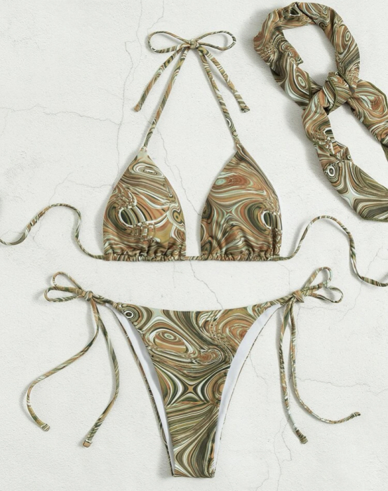 Costum de baie din 3 piese, cu imprimeu [4]