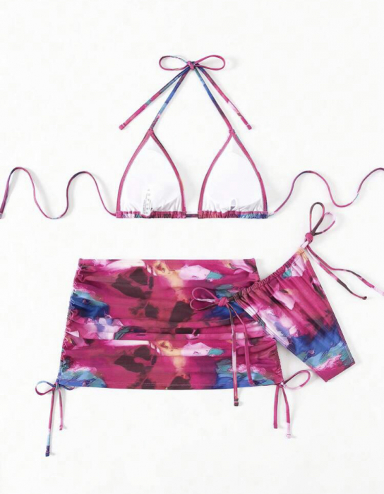 Costum de baie din 3 piese, cu imprimeu [4]