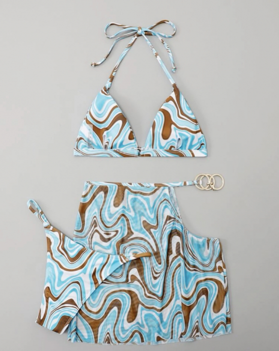 Costum de baie din 3 piese, cu imprimeu [4]