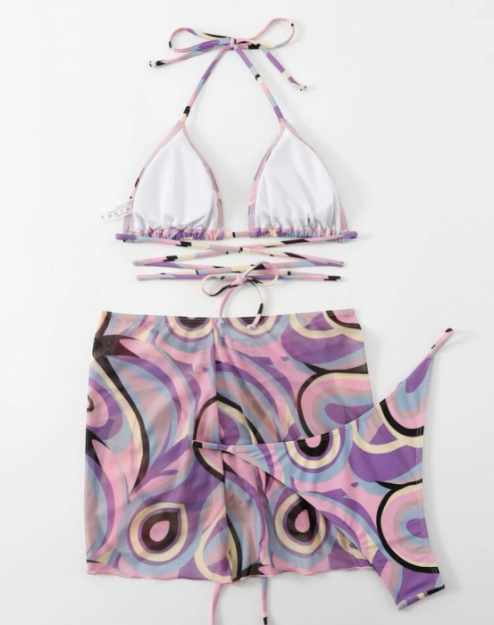 Costum de baie din 3 piese, cu imprimeu [3]