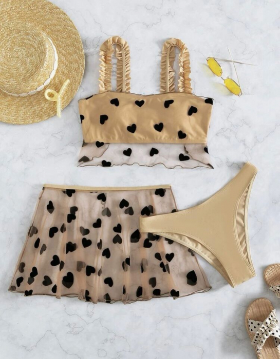 Costum de baie din 3 piese, cu imprimeu [5]