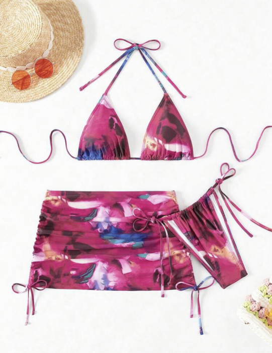 Costum de baie din 3 piese, cu imprimeu [3]