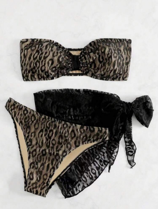Costum de baie din 3 piese, cu model animal print [3]