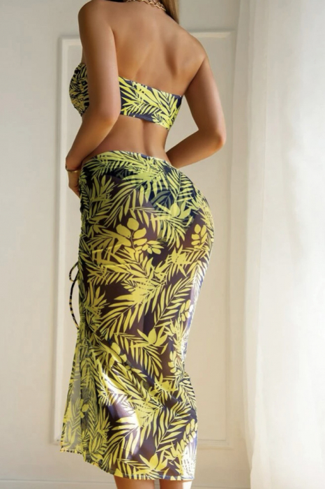 Costum de baie din 3 piese, cu model floral [2]