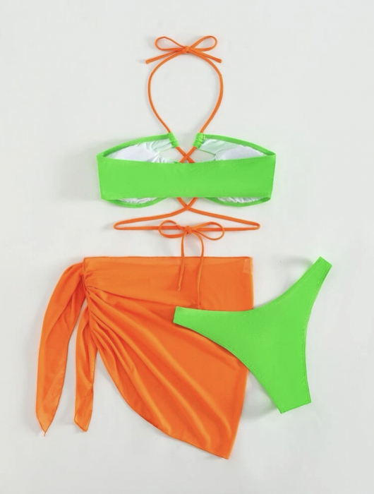 Costum de baie din 3 piese, cu snur [4]