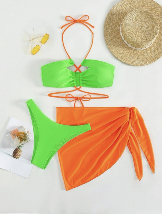 Costum de baie din 3 piese, cu snur [3]