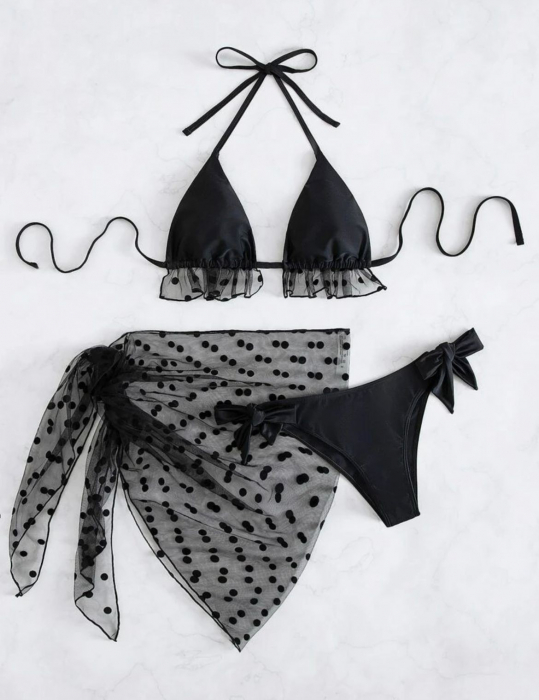 Costum de baie din 3 piese, cu volane [4]
