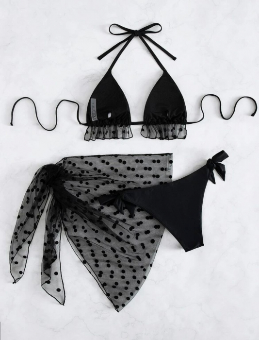 Costum de baie din 3 piese, cu volane [3]