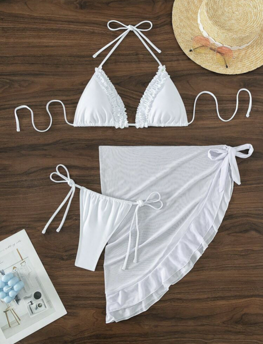 Costum de baie din 3 piese, cu volane [3]