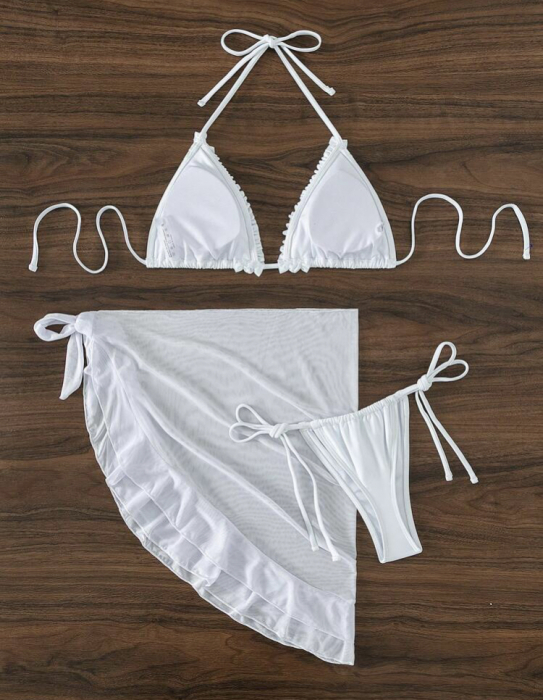 Costum de baie din 3 piese, cu volane [4]