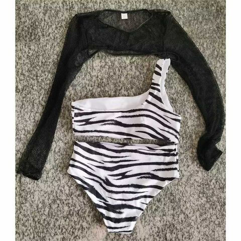 Costum de baie din 3 piese, imprimeu zebra [2]