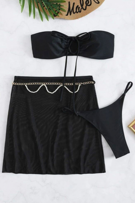 Costum de baie din 3 piese, negru [3]