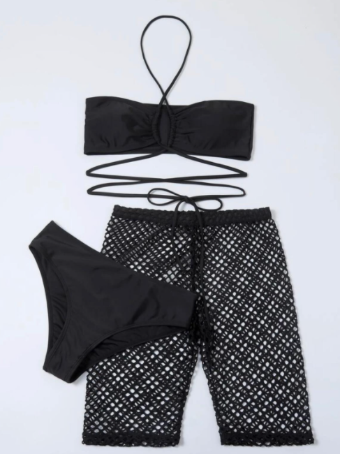 Costum de baie din 3 piese, negru [3]