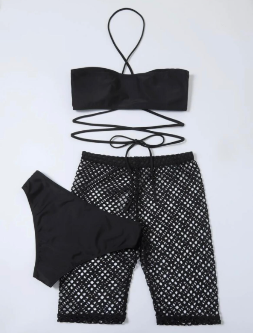 Costum de baie din 3 piese, negru [2]