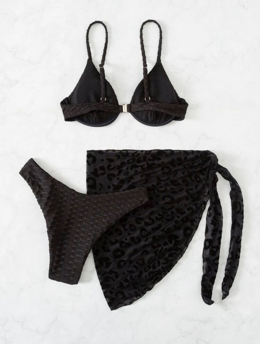 Costum de baie din 3 piese, negru [4]