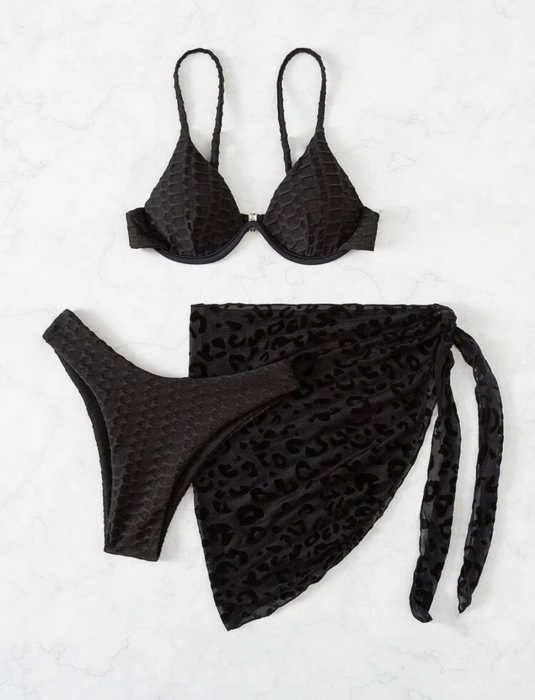 Costum de baie din 3 piese, negru [3]