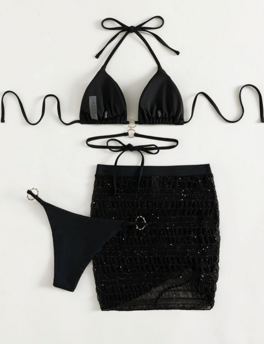 Costum de baie din 3 piese, negru [2]